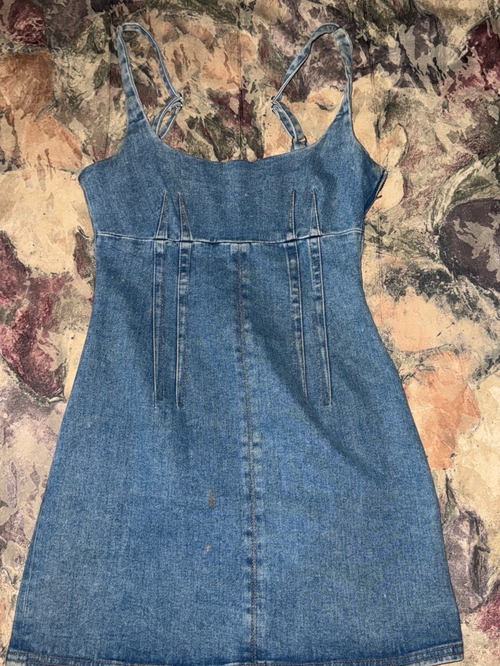 Urban Outfitters Blue Denim Spaghetti-Strap Mini Dress